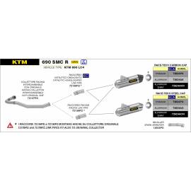 Escape homologado Arrow Race-Tech en aluminio negro para KTM 690 SMC / R 19-23 | 690 ENDURO / R 19-23