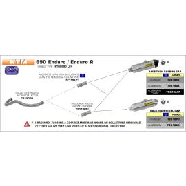 Conector Arrow no homologado en acero inox. para KTM 690 ENDURO / R 09-16 | 690 SMC / R 09-16
