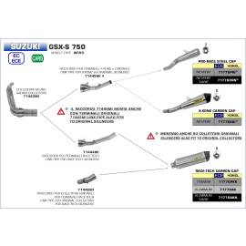 Conector Arrow no homologado en acero inox. para Suzuki GSX-S 750 17-20 | GSR 750 11-16