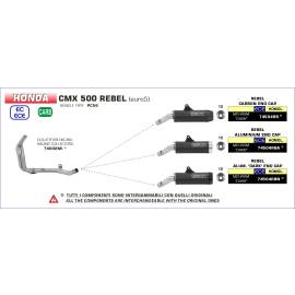Colectores Arrow no homologados en aceri inox. para HONDA CMX 500 REBEL 17-21