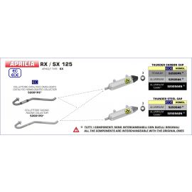 Colectores Arrow homologados en acero inox. para UM DRS EX 125 18-19, Aprilia RX-SX 125 18-19, Malaguti XTM-XSM 125 19
