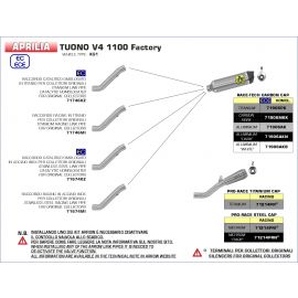 Échappement Arrow Street Thunder non homologué en acier inoxidable pour Aprilia RSV4 RR-RF 17-18|Tuono V4 1100 Factory 19-20