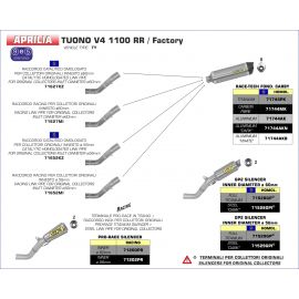 Connecteur Arrow nada en acier inoxidable pour Aprilia RSV4 RF/RR | Tuono V4 1100 15-16