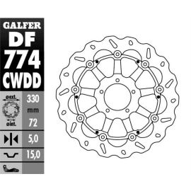 Disco de freno derecho flotante Galfer Wave CW DF774CWDD