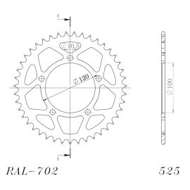 Corona Supersprox RAL-702-BLK de aluminio en negro