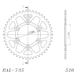 Corona Supersprox RAL-735-BLK de aluminio en negro
