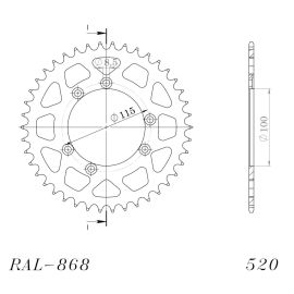 Corona Supersprox RAL-868-BLK de aluminio en negro