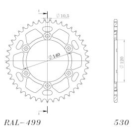 Corona Supersprox RAL-499-BLK de aluminio en negro