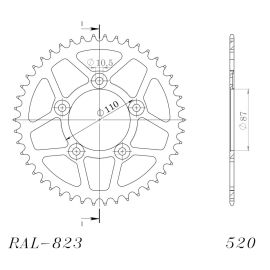 Coroa Supersprox RAL-823-SLV em alumínio na cor aço
