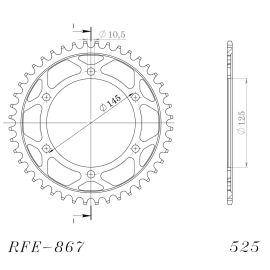 Coroa Supersprox RFE-867-BLK de aço em preto