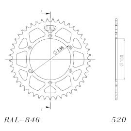 Corona Supersprox RAL-846-BLK de aluminio en negro