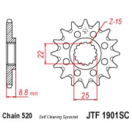 Rodas dentadas auto-lavável JT Sprockets em aço JTF1901SC