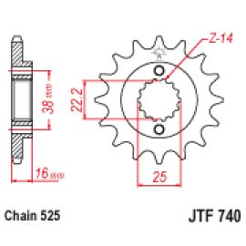 Pignon en acier JT Sprockets JTF740
