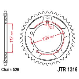 Coroa de aço JT Sprockets JTR1316