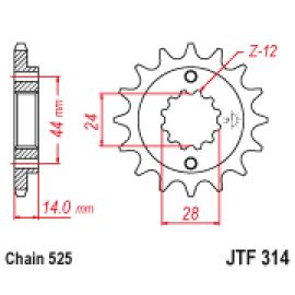 Pignon en acier JT Sprockets JTF314