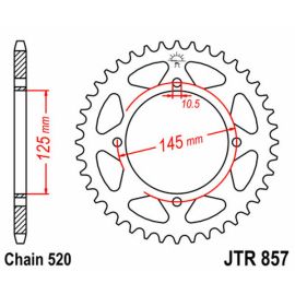 Corona JT Sprockets JTR857ZBK de acero en negro