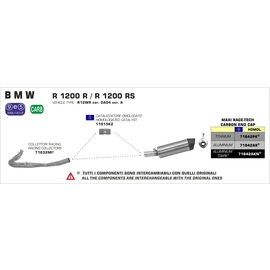 Escape homologado Arrow Race-Tech titanio/carbono para BMW R 1200 R 15-16