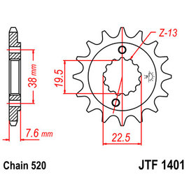 Pignon en acier JT Sprockets JTF1401