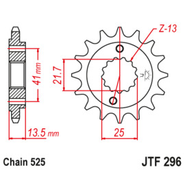 Piñón JT Sprockets de acero JTF296